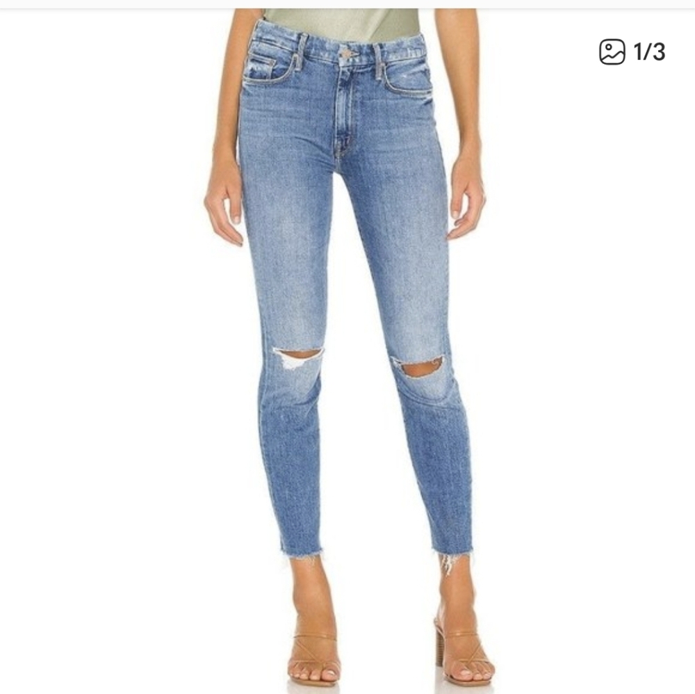 Mother High Waisted The Looker Ankle Fray